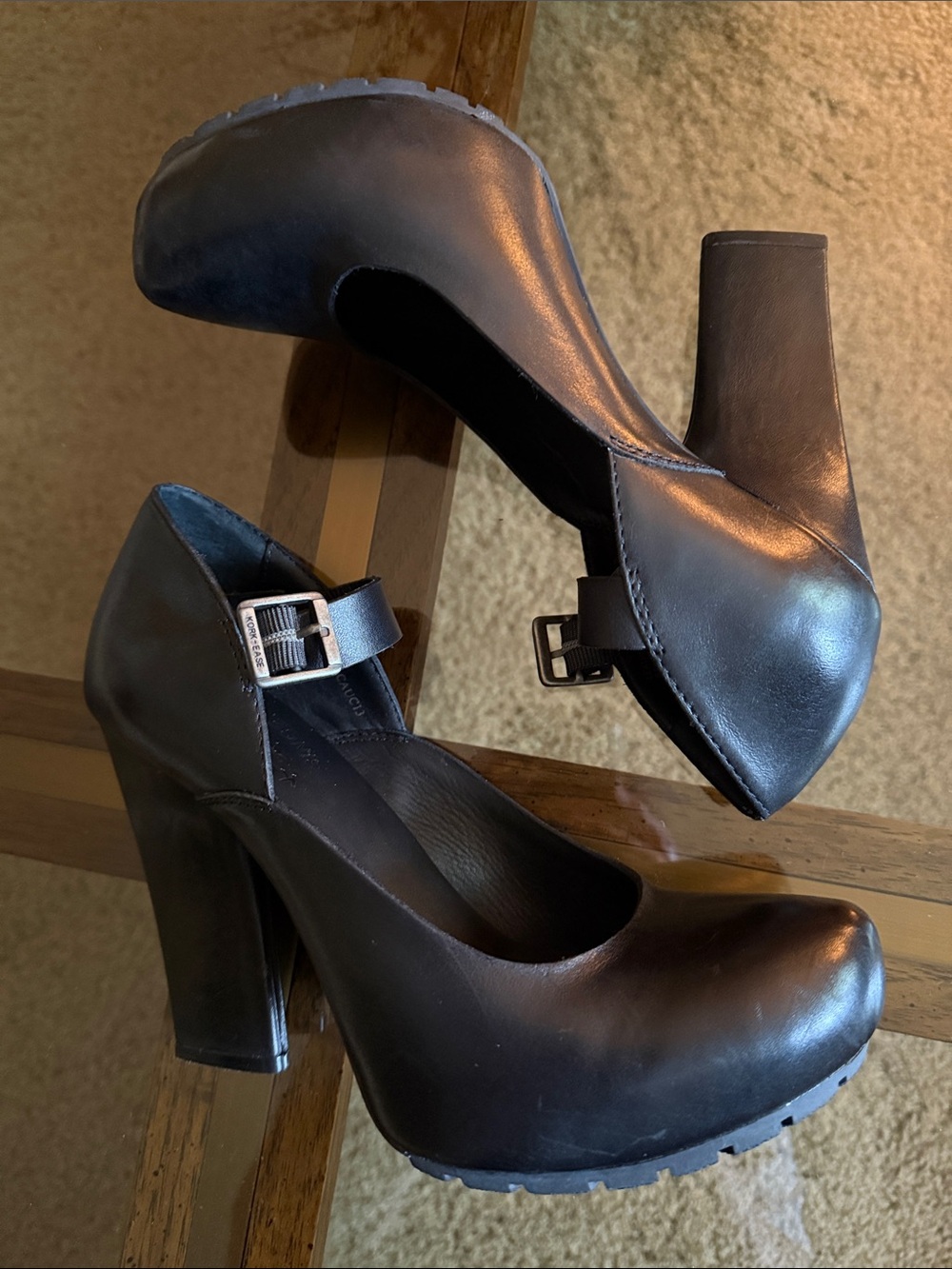 KORK-EASE “PRISCILLA” Black Leather Hidden Platform Mary Jane Heel - Size 8/39 - Picture 13 of 17